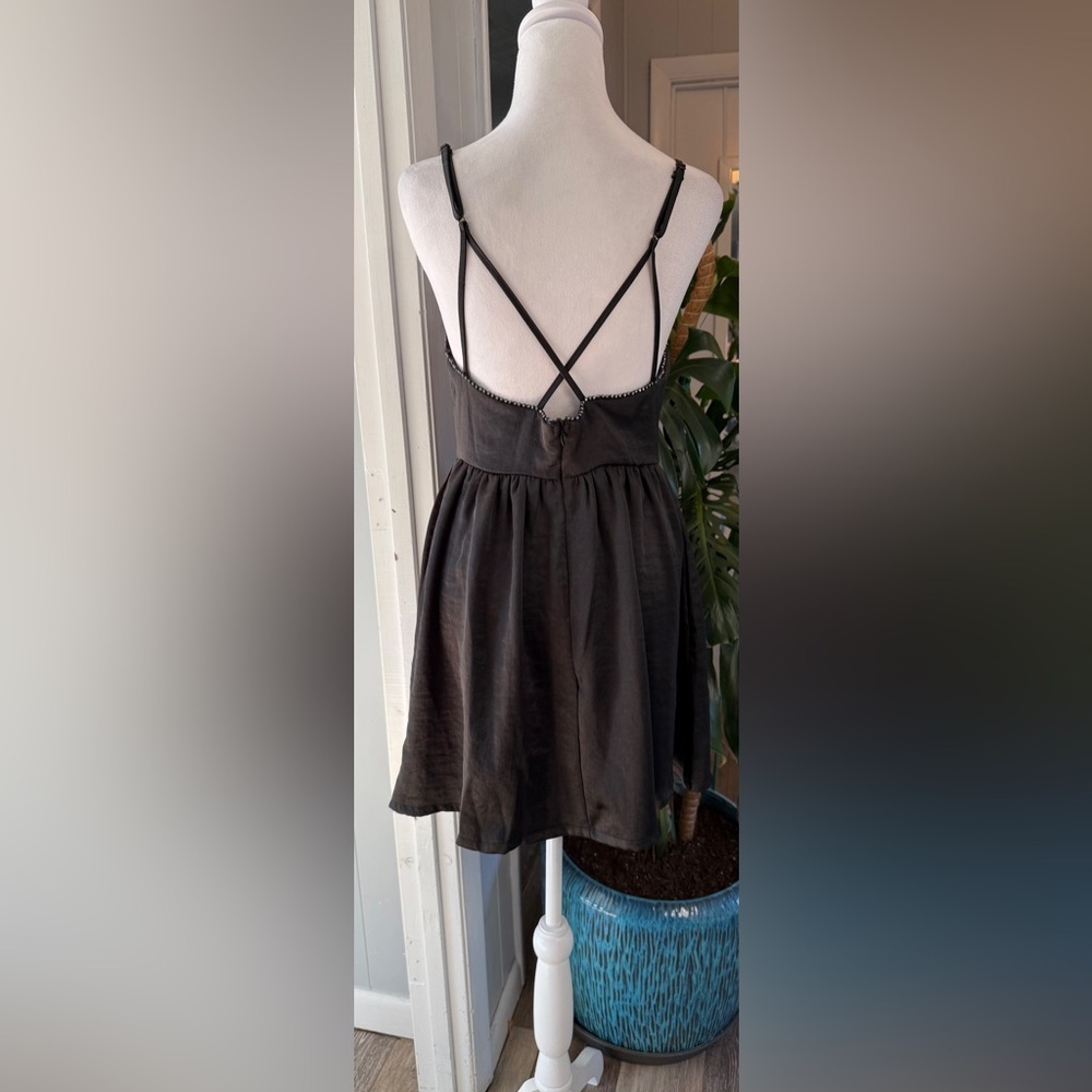 #13)  Mustard Seed Black mini Dress with Rhinestones Beaded Detail